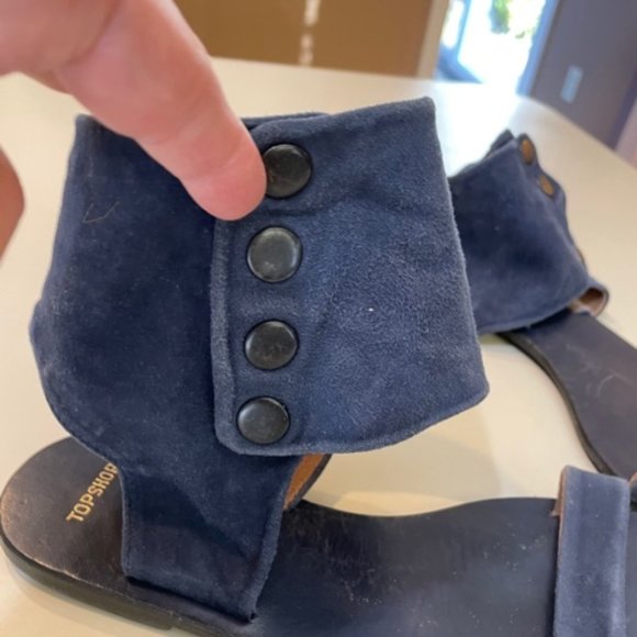 TOPSHOP BLUE SUEDE SANDALS W/ANKLE CUFF US 8-1/2 - Picture 2 of 3